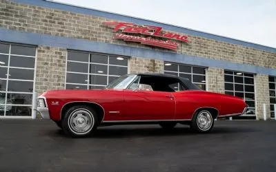 1967 Chevrolet Impala Super Sport Convertible in red, a prime example of classic American muscle car styling
