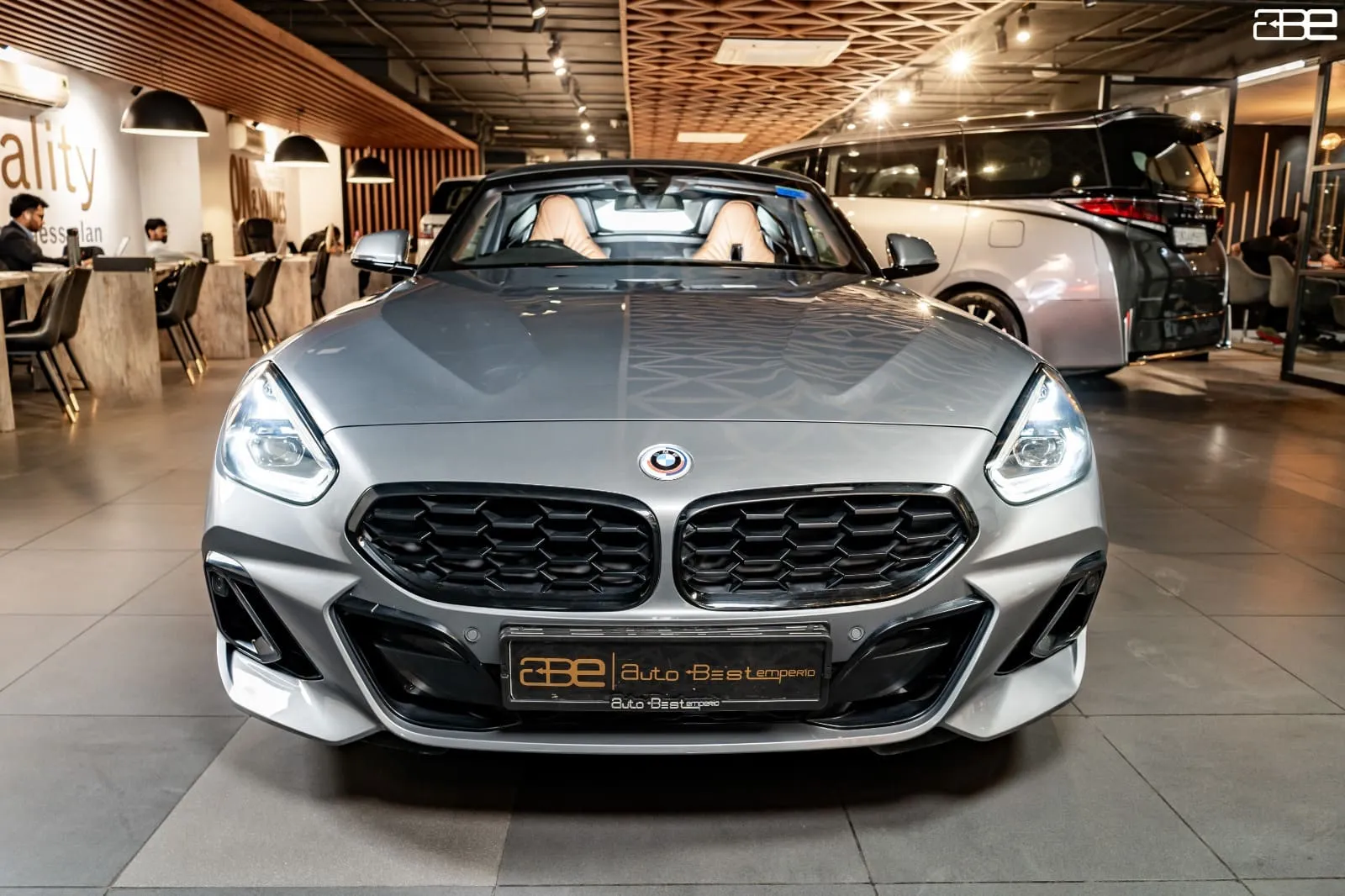 The rear view of a BMW Z4 40i M-Sport, highlighting its sleek sports car silhouette and performance-oriented design