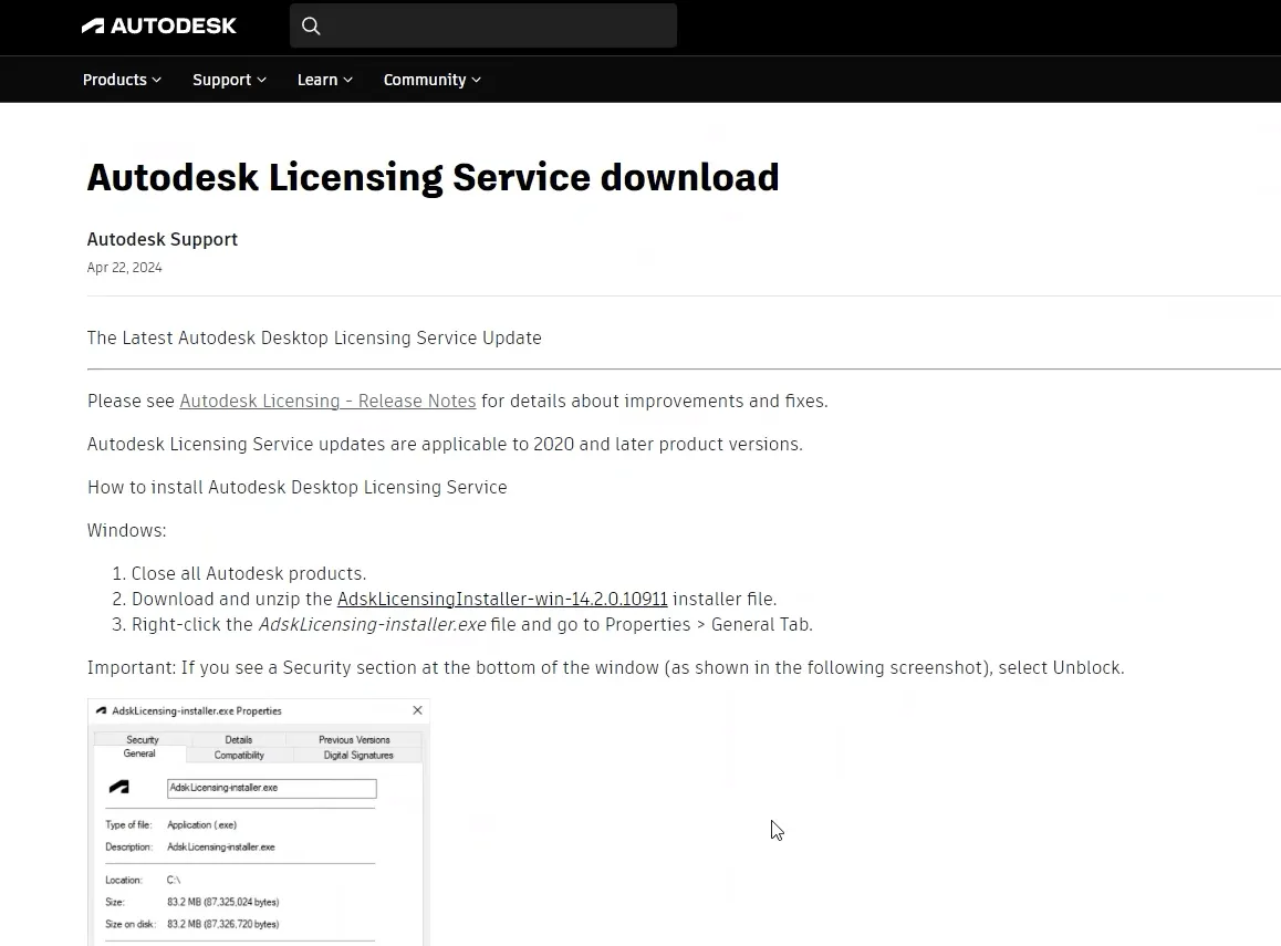 Autodesk Licensing Service installation process showing progress indicators
