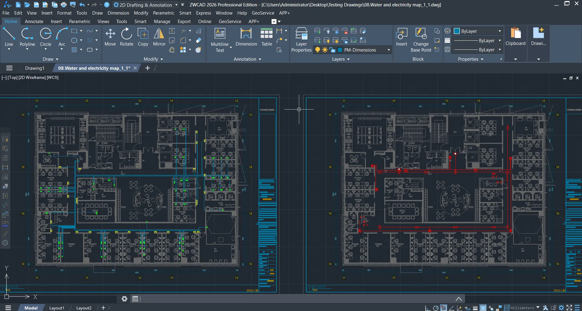 ZWCAD interface showing familiar ribbon layout and drawing workspace