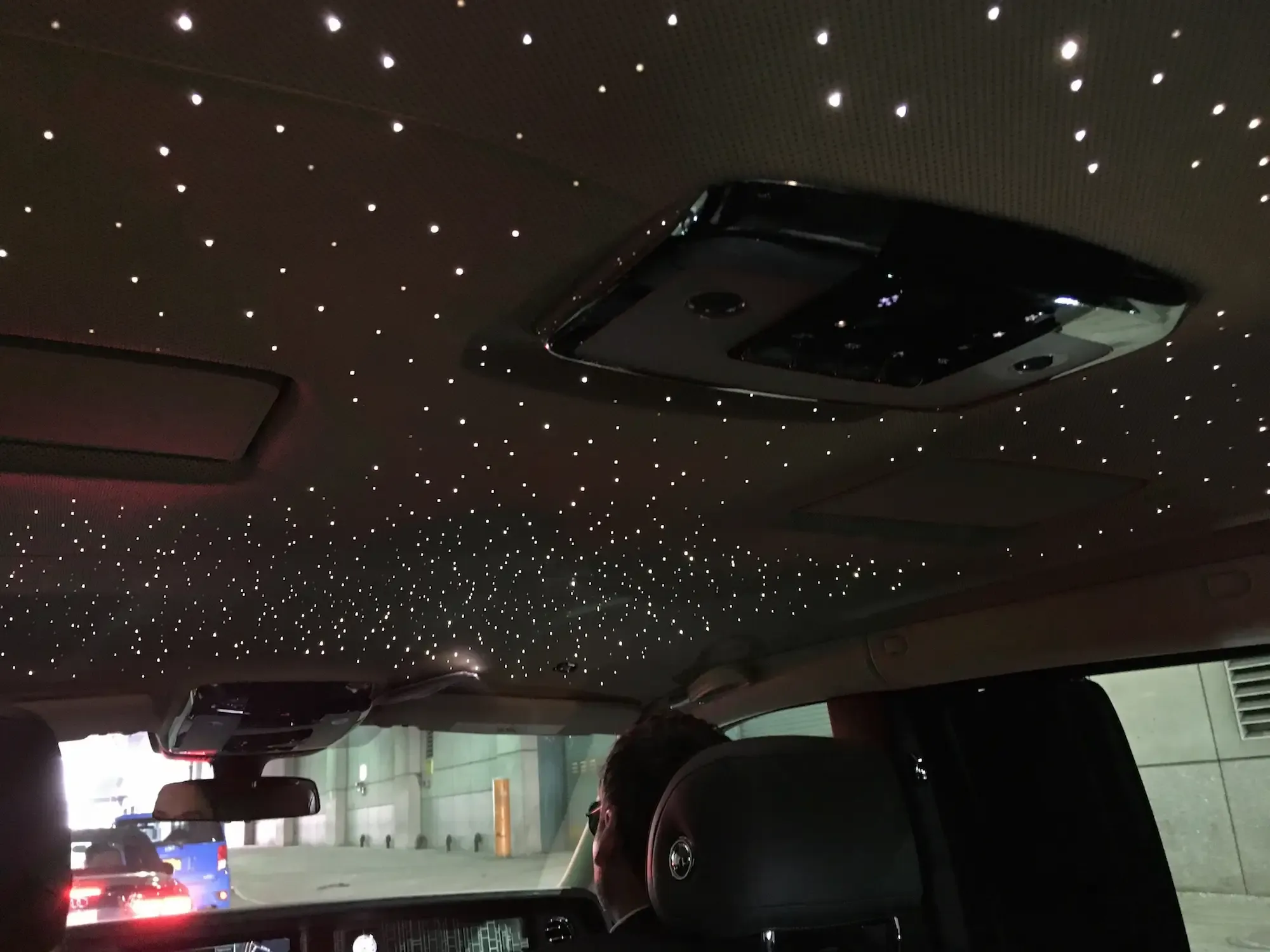 The Rolls-Royce Phantom's Starlight Headliner at night