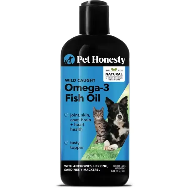 Pet Honesty Wild Caught Omega-3 Fish Oil bottle with pump dispenser