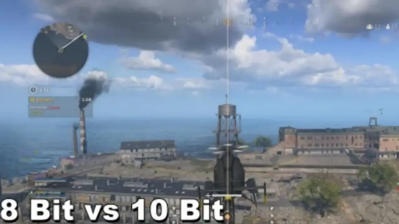 Example of 10-bit color depth applied to a gaming scene