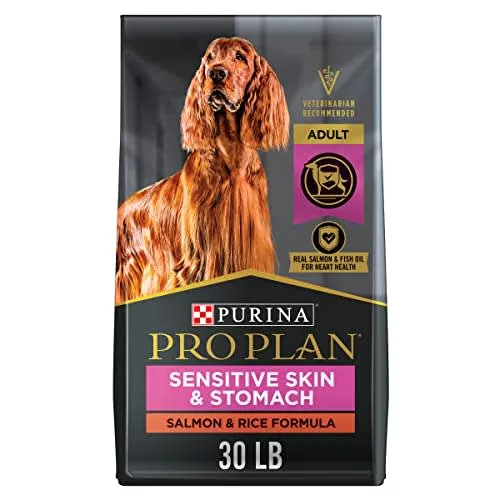 A bag of Purina Pro Plan Sensitive Skin and Stomach dog food