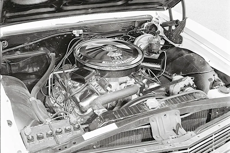 Detailed view of the 1965 Chevrolet Chevelle Malibu SS 396 engine bay