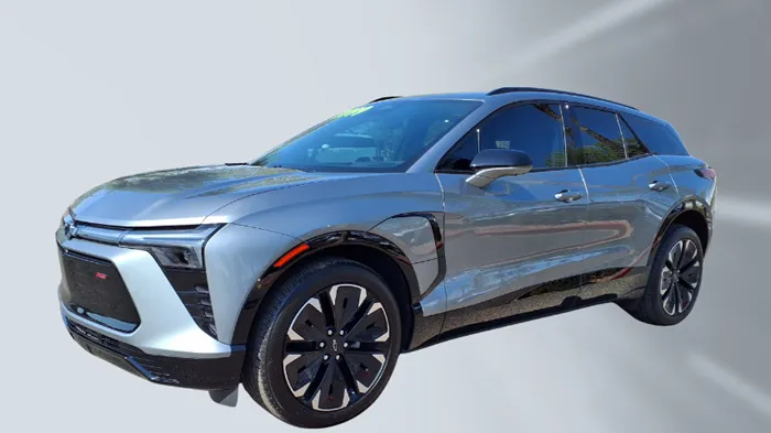 Chevrolet Blazer EV RS in dark metallic paint, photographed in Gilbert, Arizona