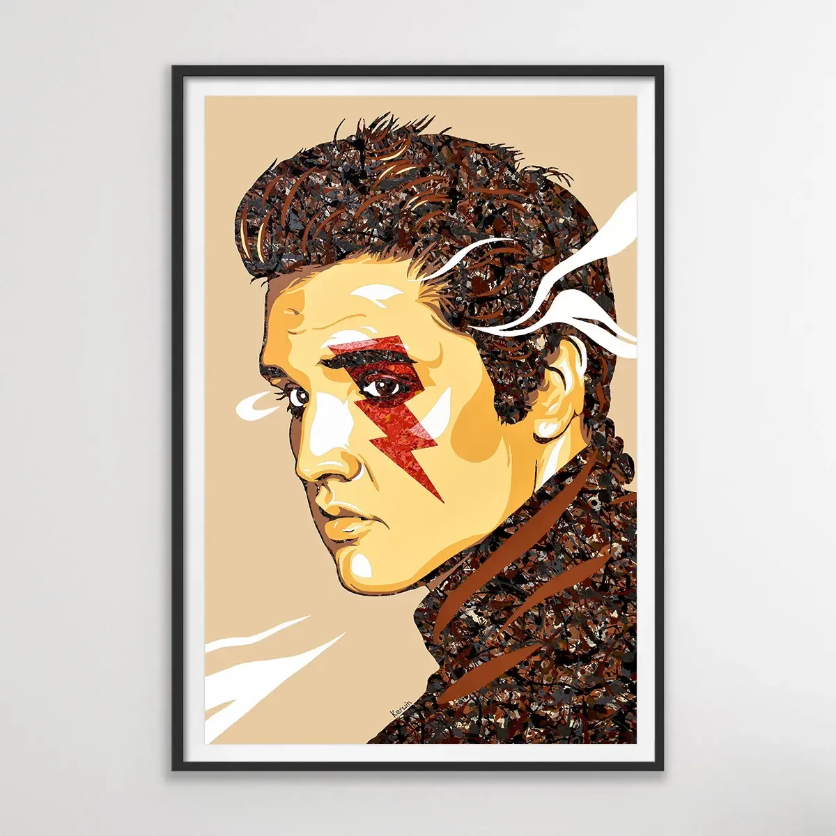 Framed print of Elvis Presley TCB lightning bolt pop art painting by Kerwin Blackburn