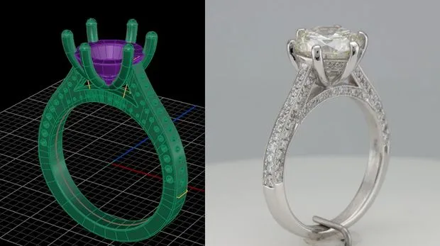 A custom-designed engagement ring created with CAD technology