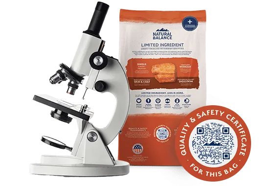 Certificate of analysis and batch testing results for dog food quality verification