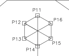 Completed hexagon connecting radial line endpoints