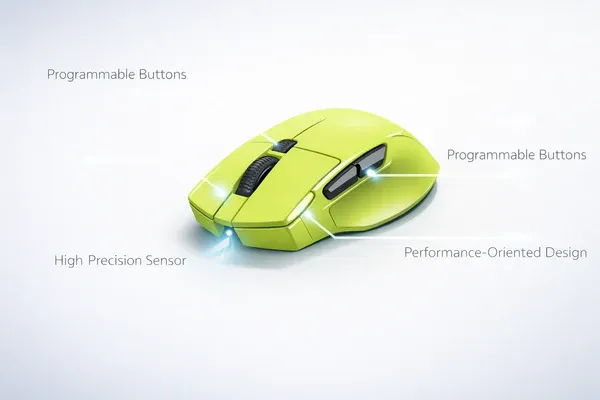 Gaming mouse sensor and programmable buttons