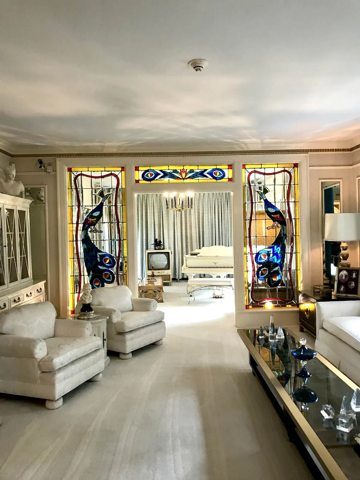 Elvis Presley's Graceland living room interior, photographed during a 2018 visit to the Memphis estate