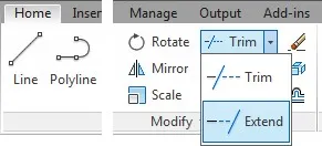 Extend command on Home ribbon