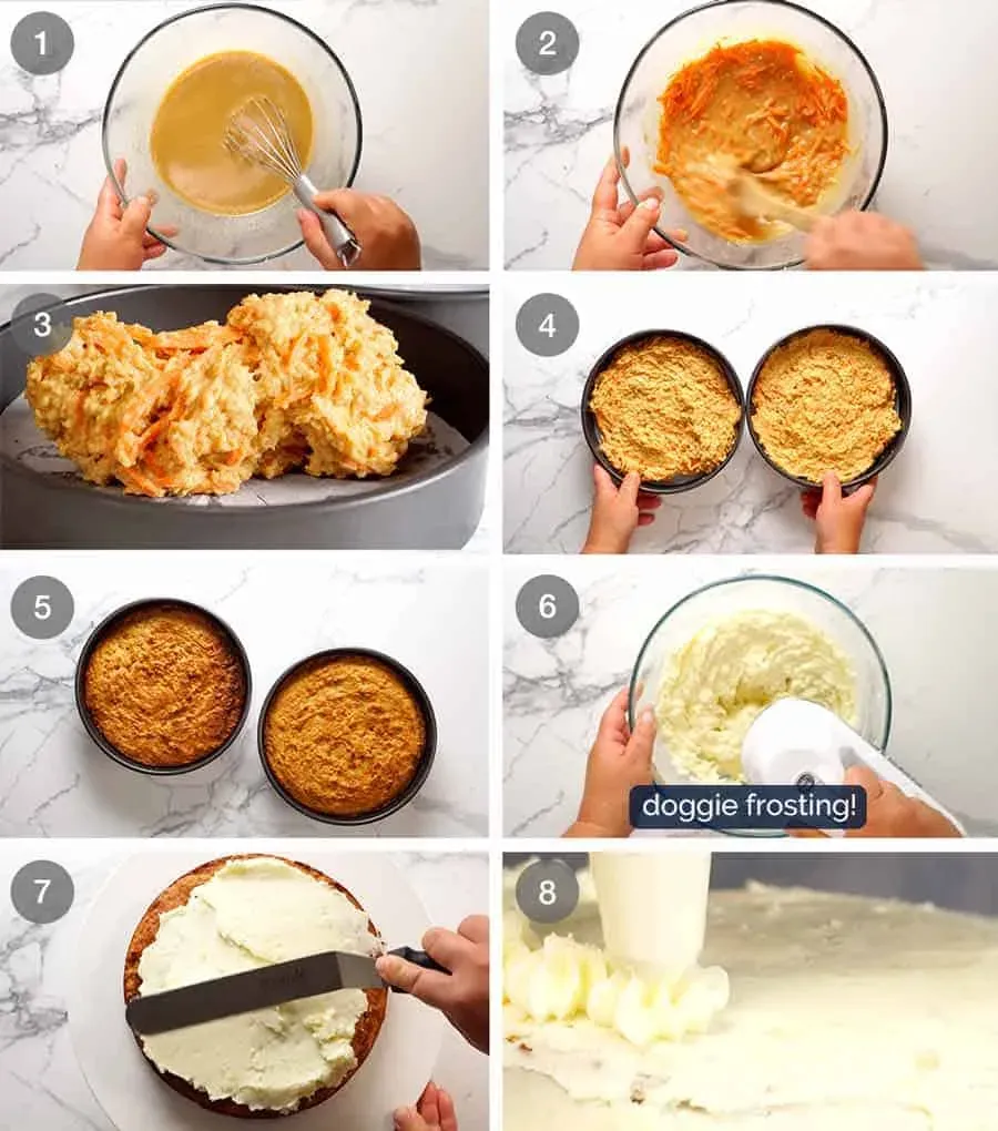 How to assemble and frost the dog birthday cake step by step