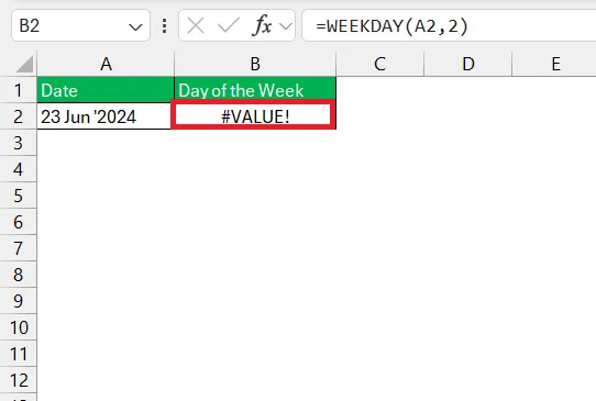 Excel VALUE error when non-numeric data is used as date argument