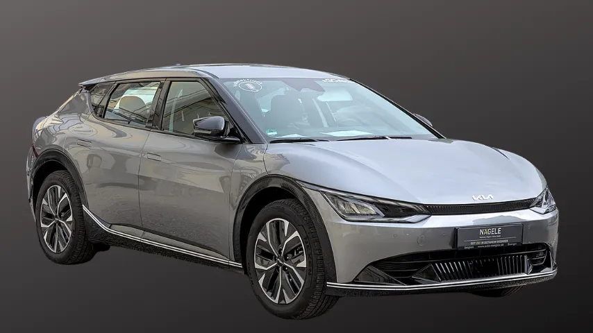 Kia EV6 2024 model displayed at the Rutesheimer Car Show in 2025, showcasing its angular crossover design