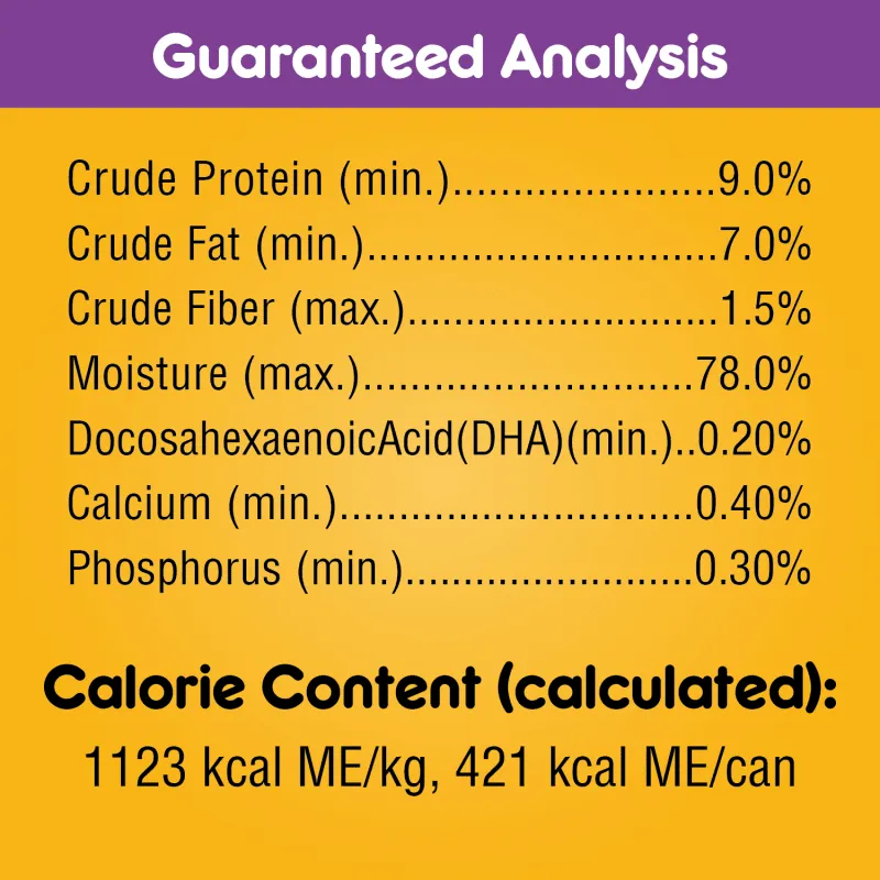 Guaranteed Analysis chart for PEDIGREE Puppy Lamb & Rice Wet Food