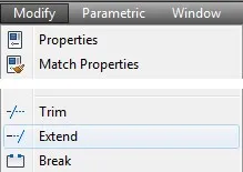 Extend command in pull-down menu