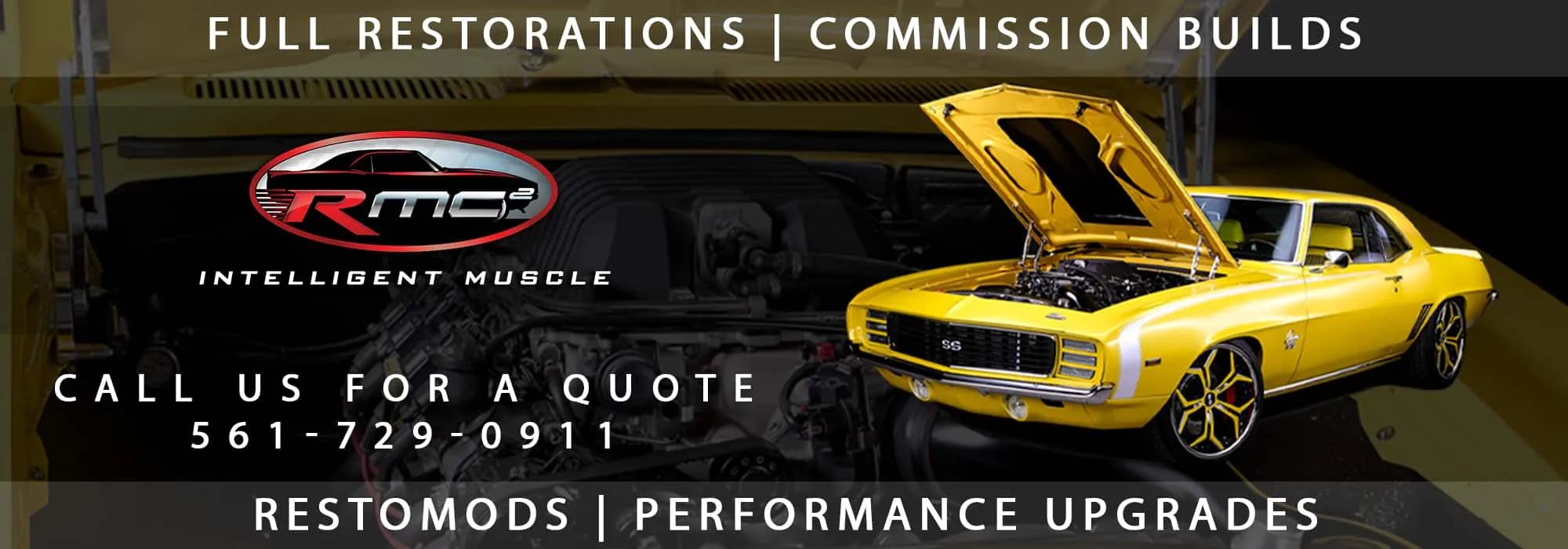 A classic muscle car undergoing a meticulous restoration process in a professional workshop
