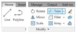 Trim command on Home ribbon