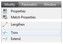 Trim command in pull-down menu