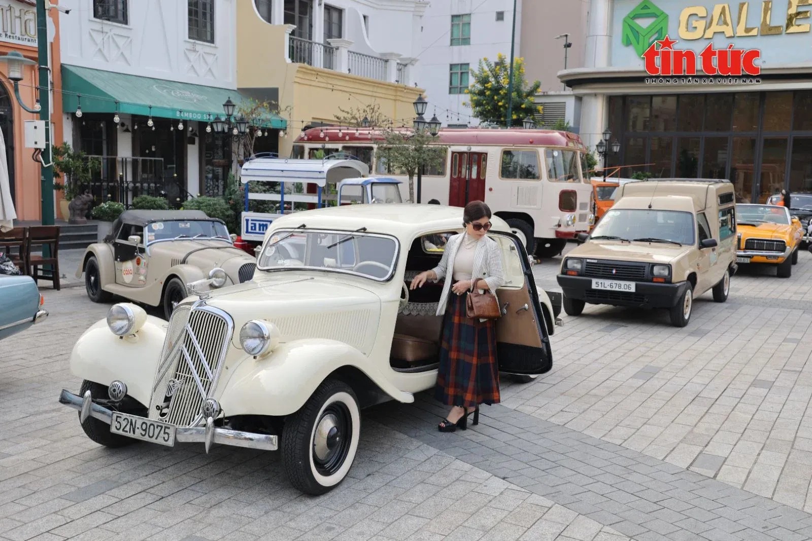 Citroën Traction Avant, a 70-year-old classic car, on display in Ho Chi Minh City