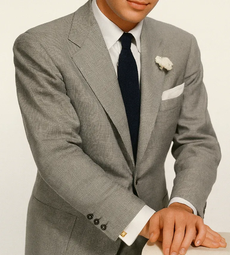 Frank Sinatra with navy blue knit tie