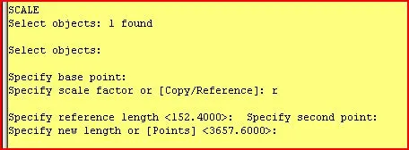 AutoCAD SCALE command using the Reference option for precise resizing