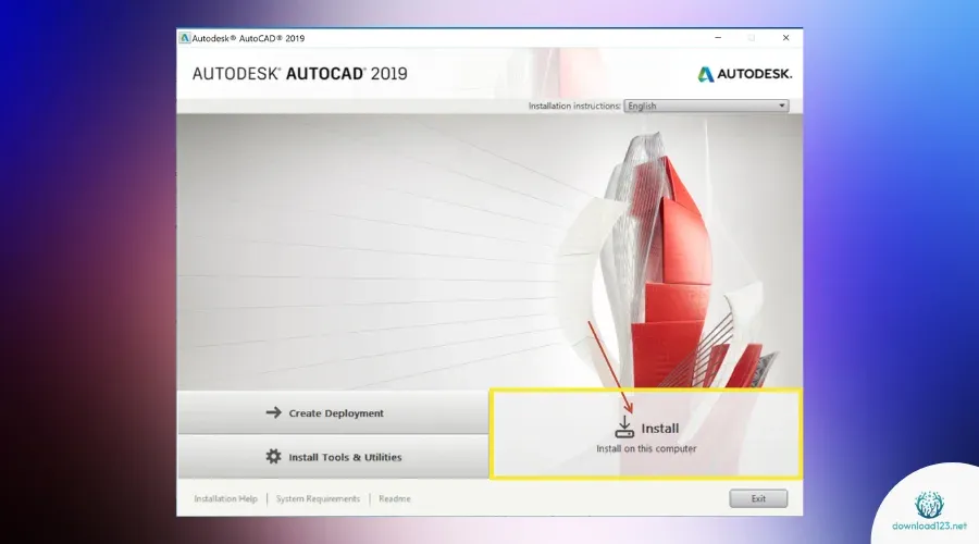 AutoCAD 2019 installation setup screen