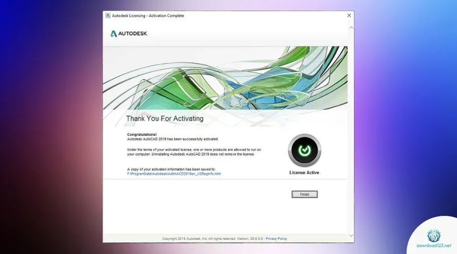 AutoCAD 2019 activation completion