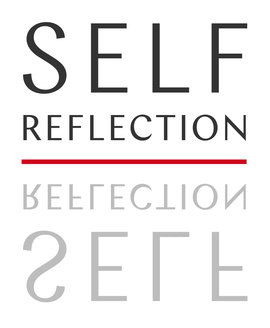 Self-reflection graphic representing emotional identity and aging