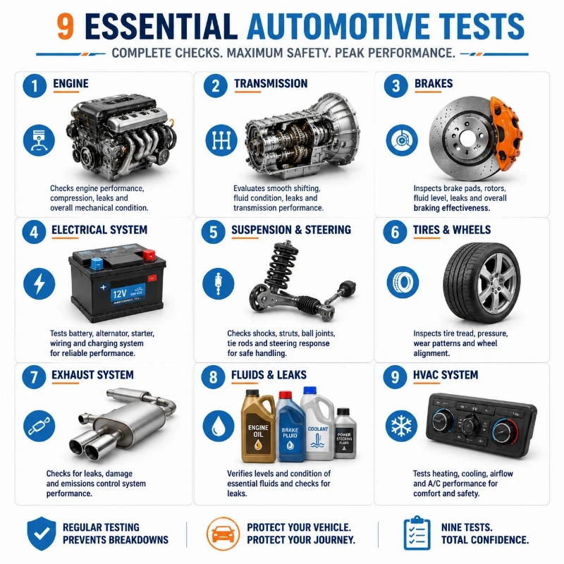 ASE A Series certification test categories for automobile and light truck technicians