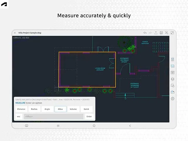 Precise measurement tools used in AutoCAD Mobile for Android design verification