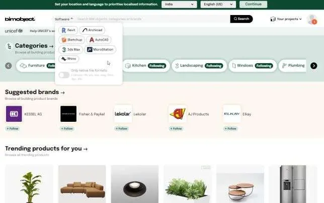 BIMobject library with manufacturer-verified CAD blocks