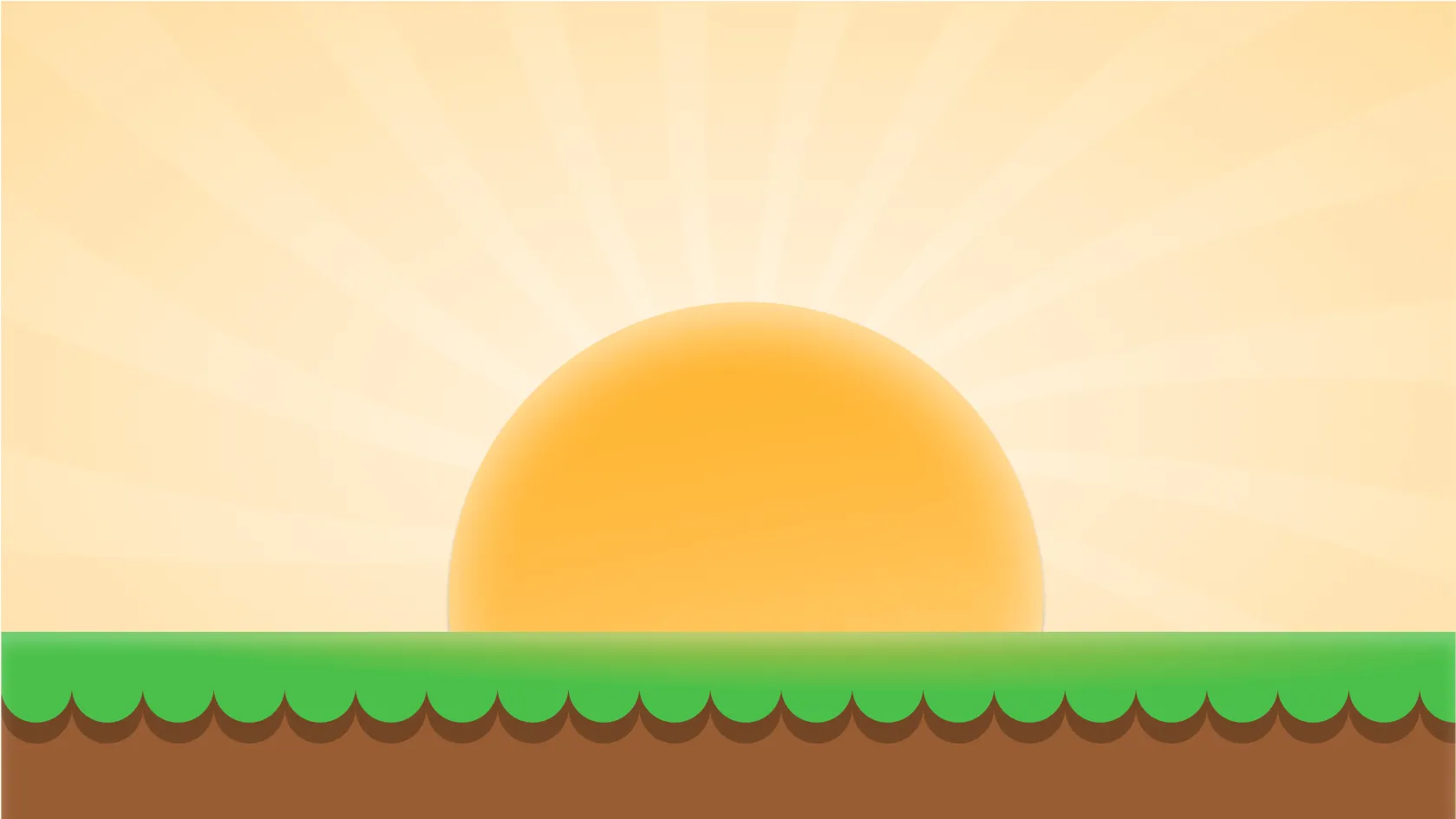Animate a sunset scene with interactive shapes and dynamic sky changes