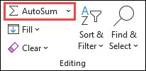 AutoSum on the Home tab
