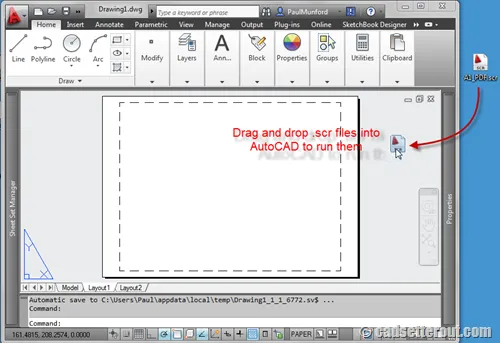 Dragging a SCR script file into AutoCAD