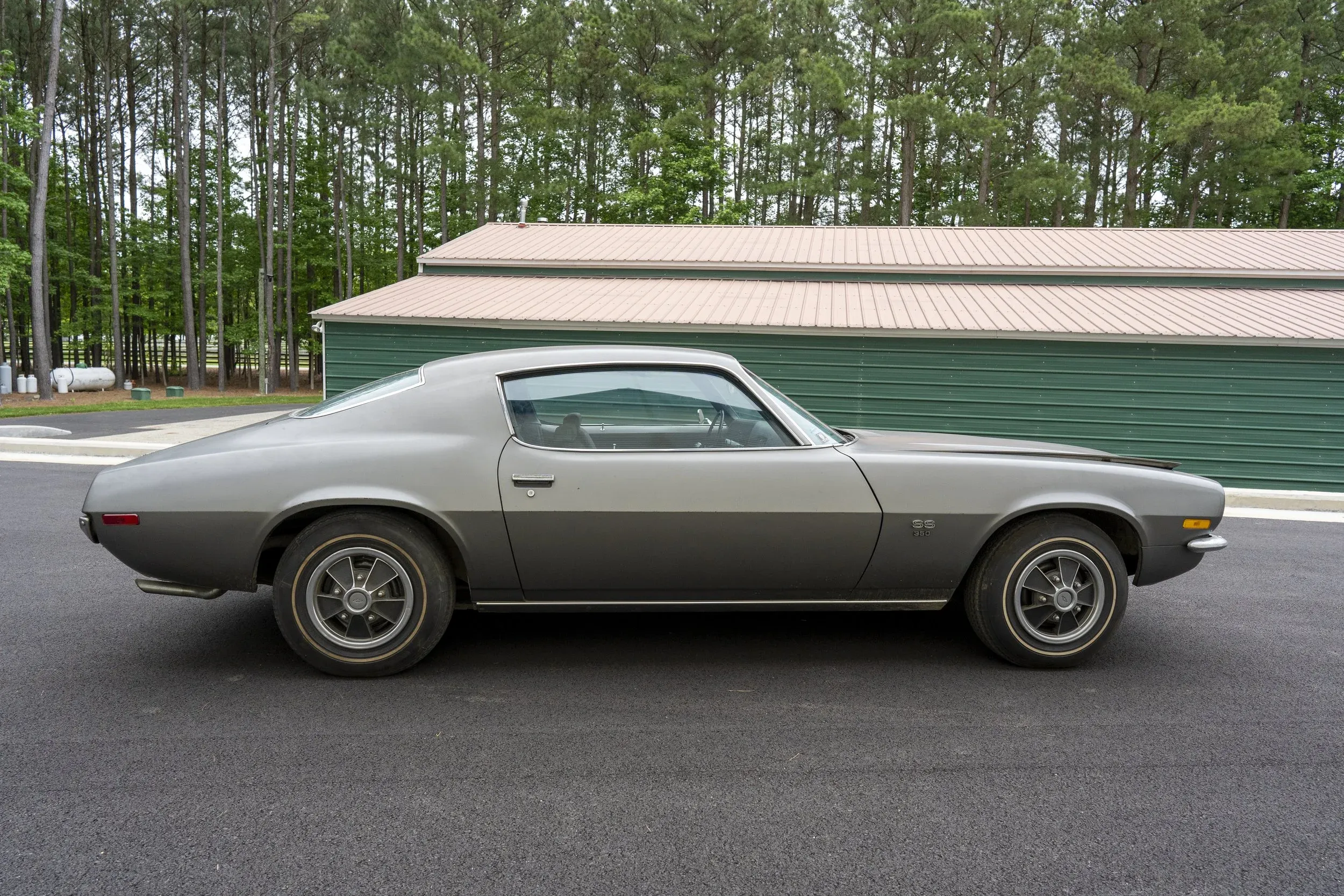 Interior view of the 1970 Camaro SS showing the dashboard layout and vinyl upholstery