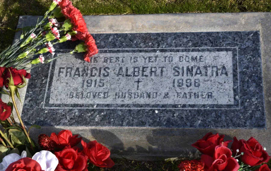 Frank Sinatra’s original gravestone before it was replaced after vandalism in 2020