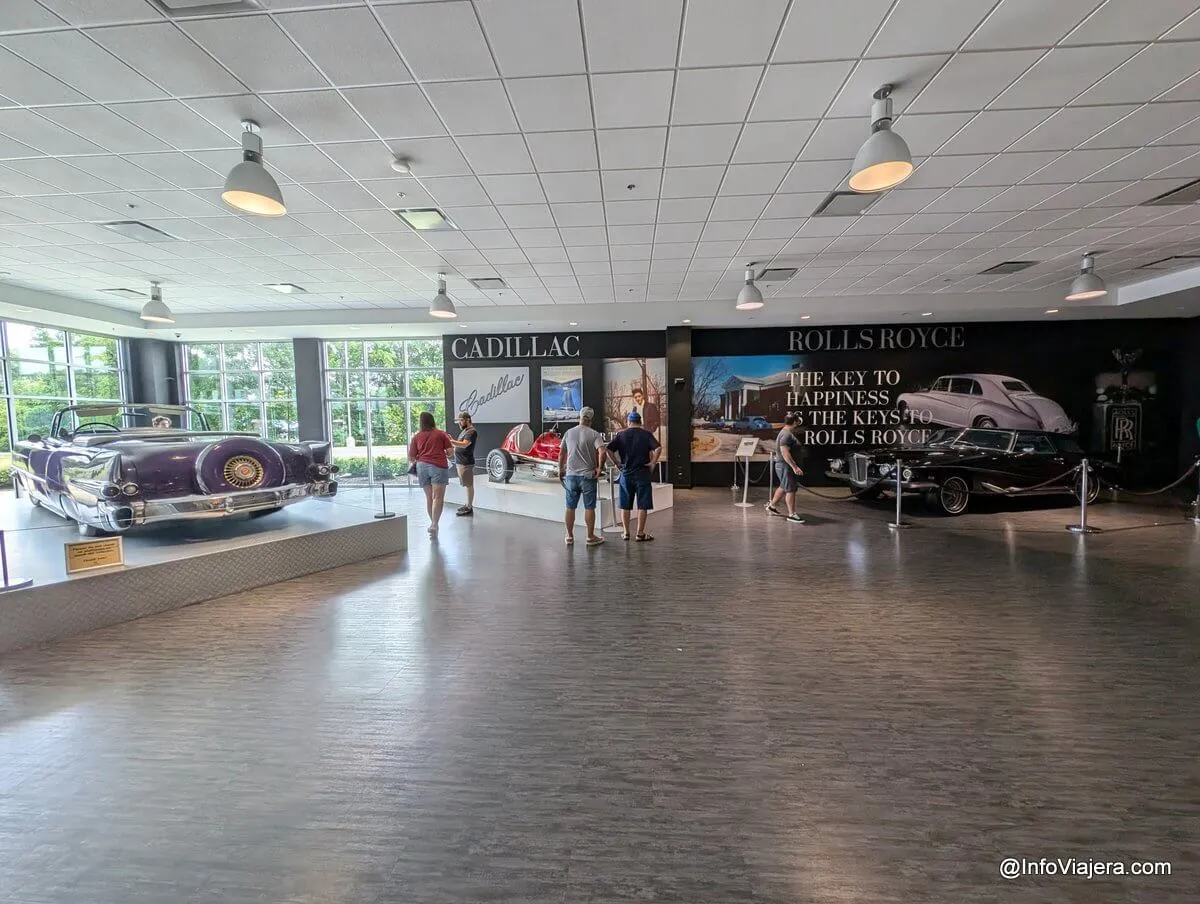 Display of Elvis Presley's luxury automobiles at Graceland Museum