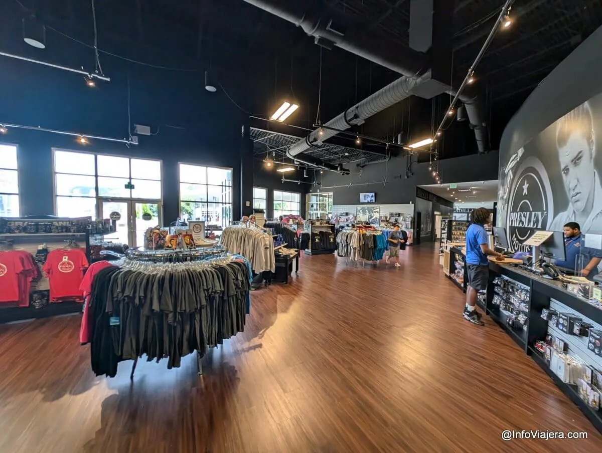 Graceland gift shop merchandise and souvenir displays