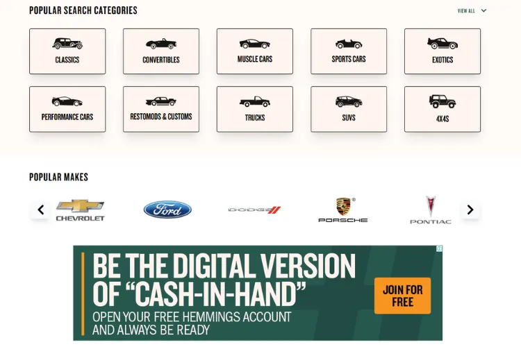 Hemmings Classic Car Marketplace Review Categories