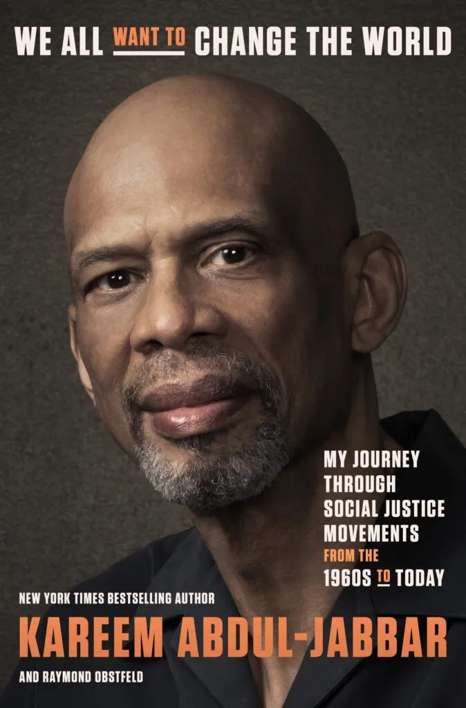 Kareem Abdul-Jabbar’s memoir cover, featuring a thoughtful portrait of the basketball legend