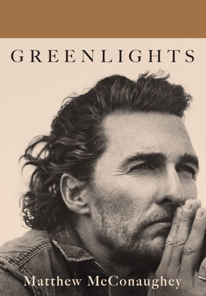 Matthew McConaughey’s memoir cover, featuring a rugged portrait of the actor