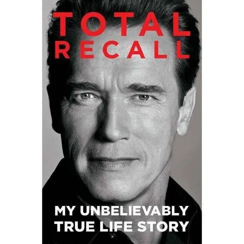 Arnold Schwarzenegger’s memoir cover, featuring a muscular Schwarzenegger in his prime