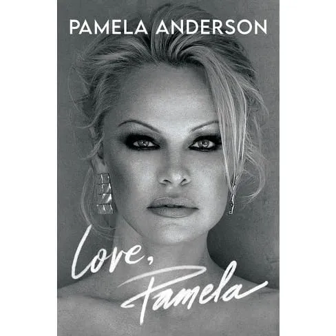 Pamela Anderson’s memoir cover, featuring a striking portrait of the actress and activist