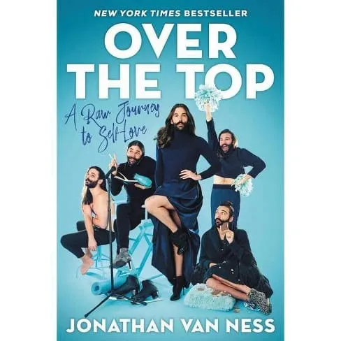 Jonathan Van Ness’s autobiography cover, featuring a vibrant portrait of the TV host