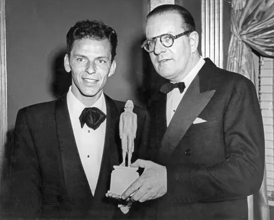 Frank Sinatra receiving the Thomas Jefferson Award in 1947