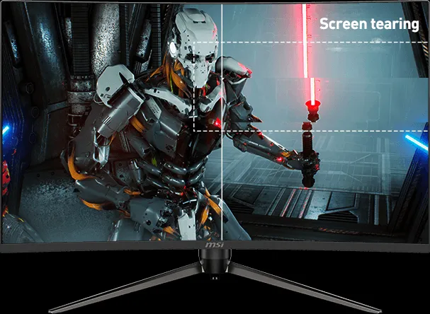 Adaptive Sync technology reducing screen tearing during high-speed gaming scenes