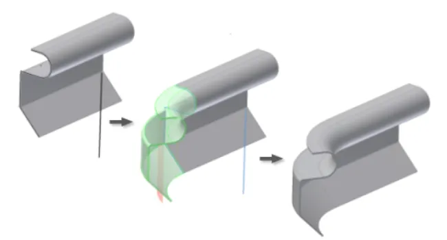 Corner chamfers applied to a sheet metal part